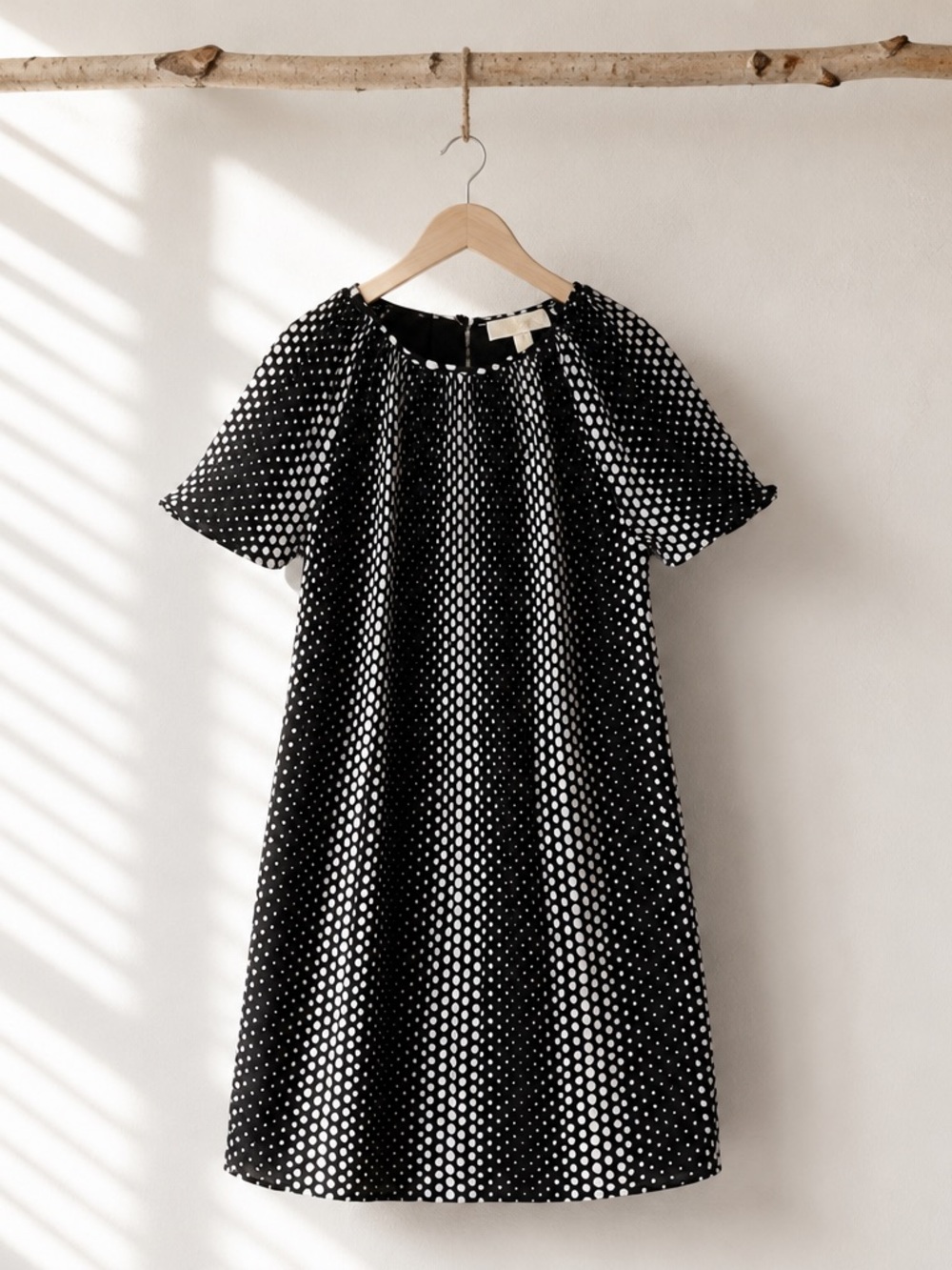 Michael Kors Black and White Polka Dot Short Sleeve Dress